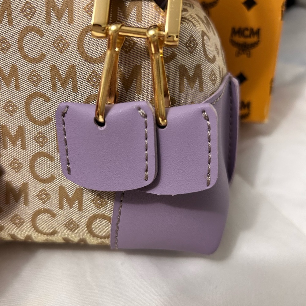 MCM Women's Beige and Purple Micro Handbag - Picture 11 of 14